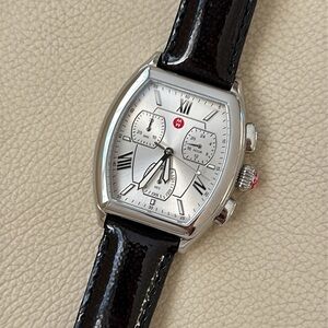 MICHELE Watch with Black Patent Leather Strap in EXCELLENT CONDITION